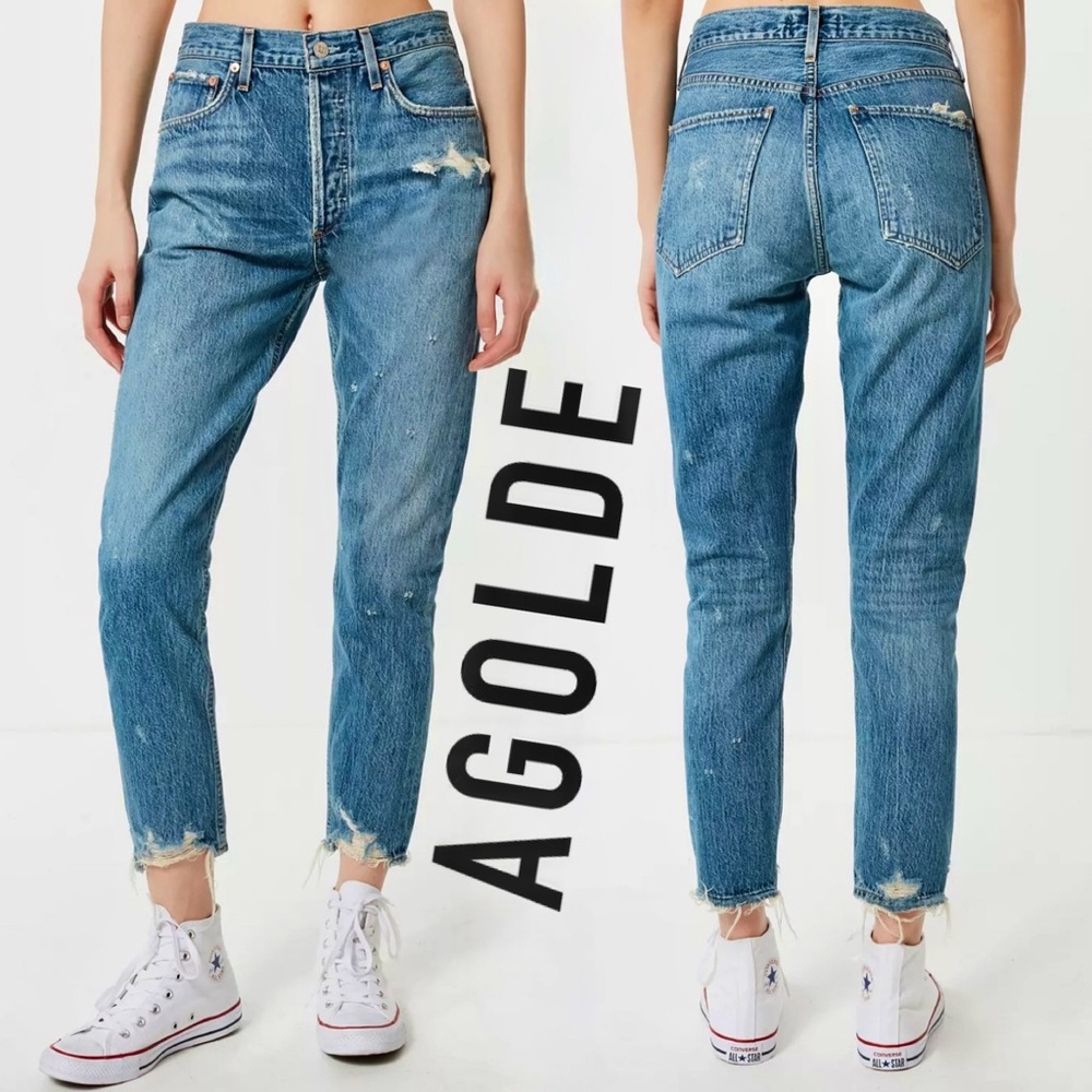 AGOLDE Jamie High-Rise Distressed Straight Leg Jean